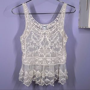 Express Brand off white bohemian hippy Lace Top